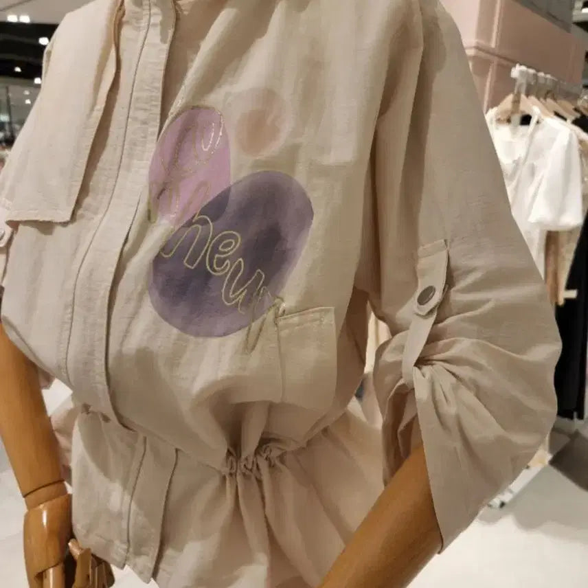 [BUNJANG] Satin Roll-Up Jumper / (새상품)샤틴 프린팅 롤업 점퍼 프리사이즈