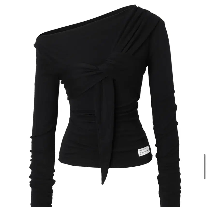 [BUNJANG] Drape Flow Tie Long Sleeve Top / 새상품) Drape Flow Tie Long Sleeve