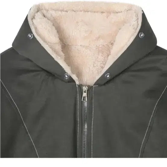 [BUNJANG] Short Hooded Raccoon Fur Crop Padded Jacket / 라쿤 퍼  후드 숏패딩 크롭 차콜카키