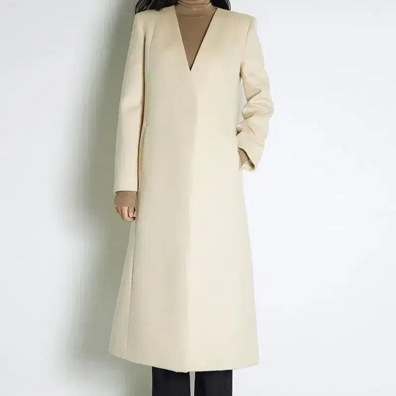 [BUNJANG] Aboabo No.9 Wool Coat Ivory Belted Long Coat / 아보아보 하나보 no.9 울코트 아이보리 벨트 롱 코트 수지코트