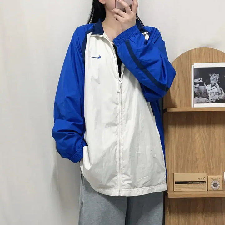 [BUNJANG] Nike White Blue Swoosh Windbreaker (XXL) / [정품] 나이키 화이트 블루 스우시 바막[ XXL ]