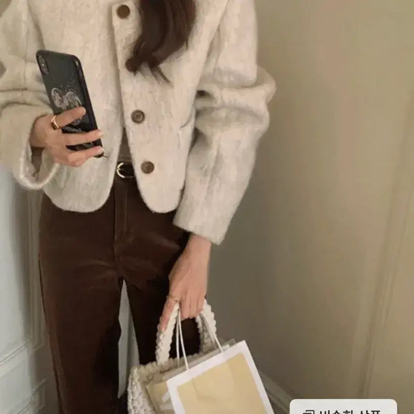 [BUNJANG] Lure Room Ivory Short Coat Jacket / 루어스룸 숏코트 자켓 아이보리