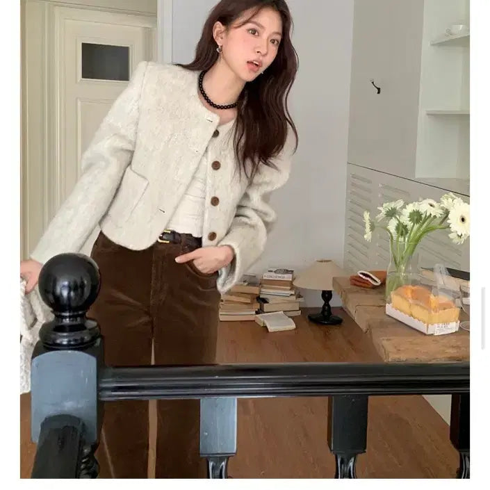 [BUNJANG] Lure Room Ivory Short Coat Jacket / 루어스룸 숏코트 자켓 아이보리