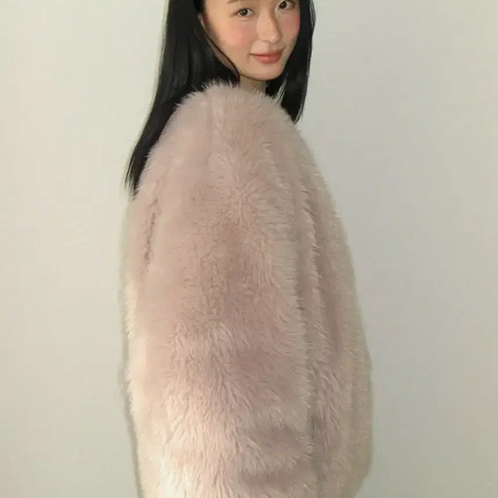 [BUNJANG] Ronron Inner Pointed Fluffy Fur Jacket / 론론 INNER POINTED FLUFFY FUR JACKET PINK