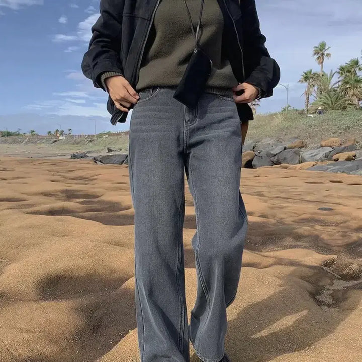 [BUNJANG] GoGoSing Wide Denim Pants / 고고싱 핫 융기모 와이드 데님팬츠