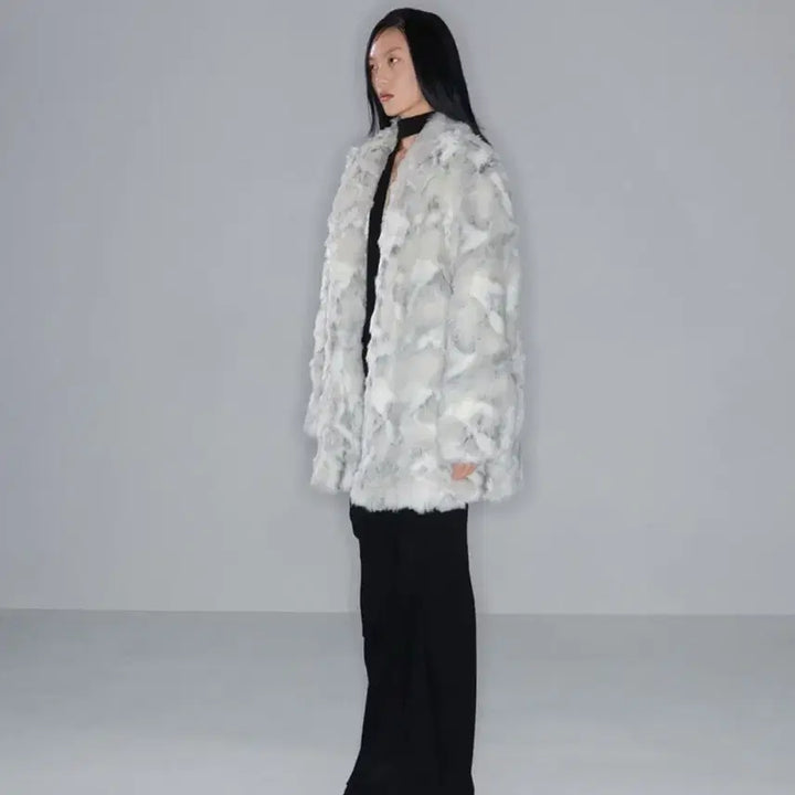 [BUNJANG] Nache Faux Fur Half Coat [Cream] / 나체 퍼자켓 nache FAKE FUR HALF COAT [CREAM]