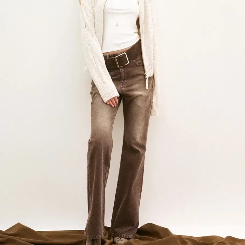 [BUNJANG] ABIE MUA Washed Vintage Bootcut Jeans Brown / 아비에무아 워시드 빈티지 부츠컷 진 브라운