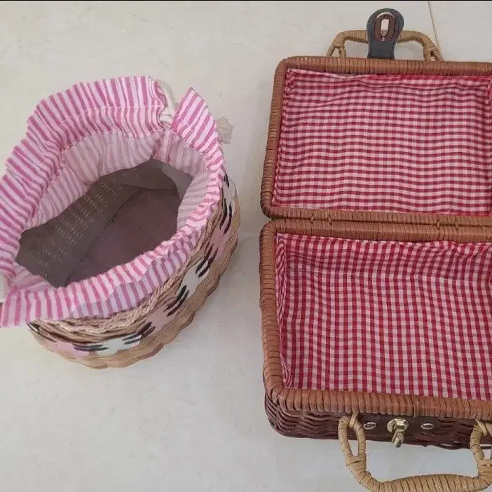 [BUNJANG] Rattan Picnic Basket Set / 라탄 피크닉 가방 바구니 2개 세트