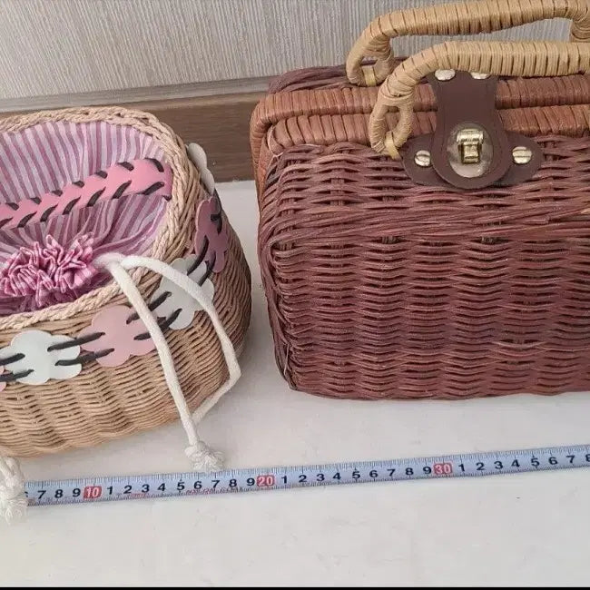 [BUNJANG] Rattan Picnic Basket Set / 라탄 피크닉 가방 바구니 2개 세트