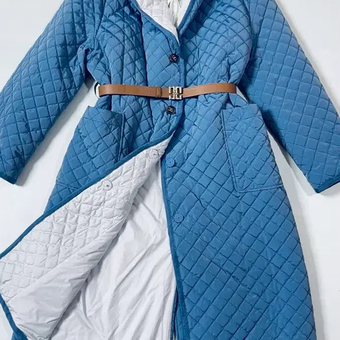 [SOLD OUT] 새상품) 데코 숄칼라 후드 퀼팅 롱 패딩 코트 벨트 포함M 정가 38만