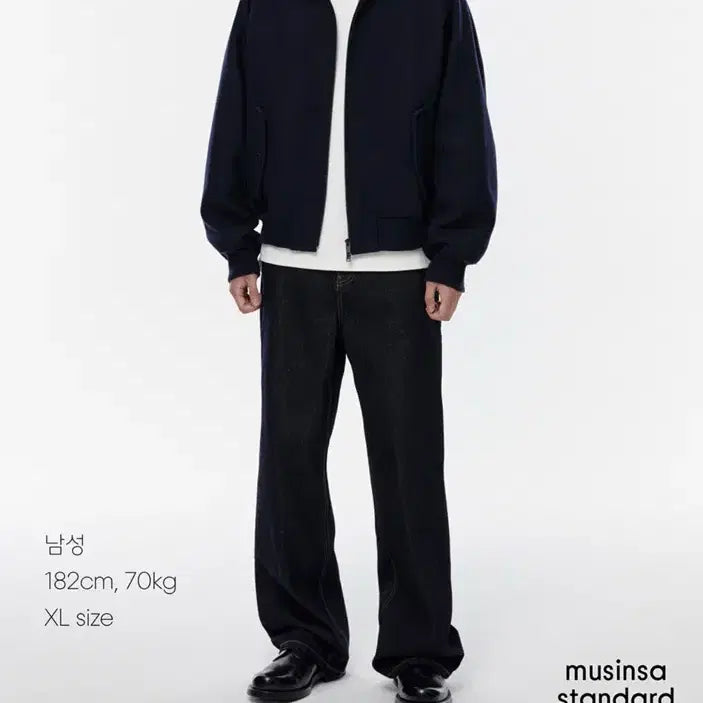 [BUNJANG] Musinsa Standard Wool Blend Harrington Jacket [Navy] / (L)무신사 스탠다드 울 블렌드 해링턴 재킷 [네이비]