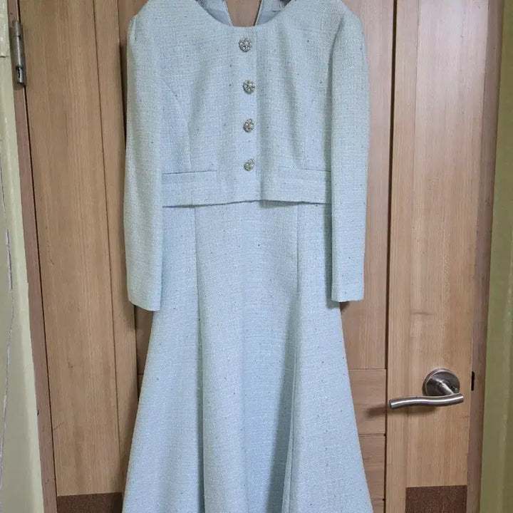 [BUNJANG] Tweed Two-Piece Dress / 라인 트위드 투피스 원피스