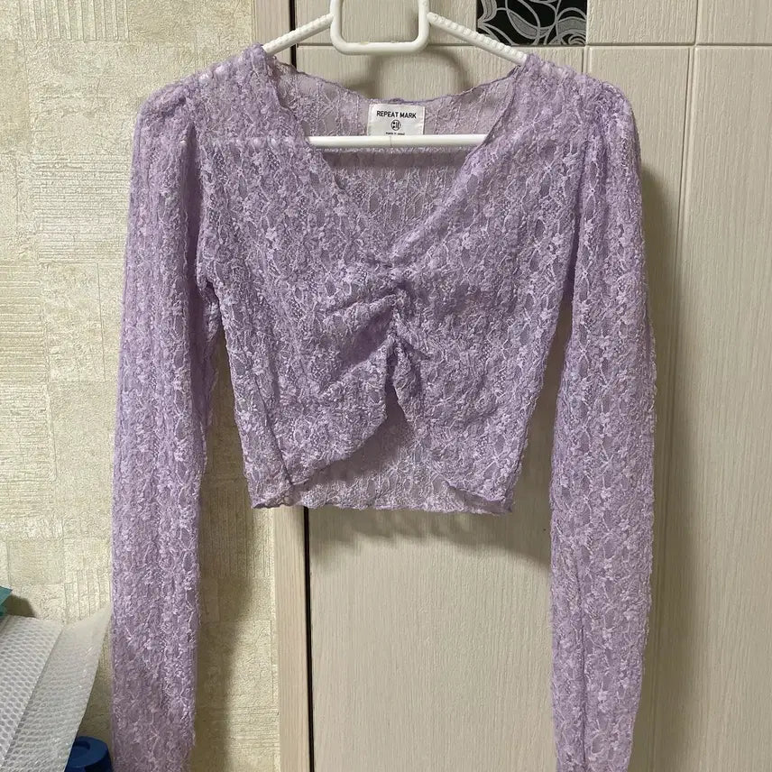 [BUNJANG] Crop Long Sleeve T-Shirt Bundle Set, Lace Wave Blouse / (5종 일괄) 크롭 긴팔 티셔츠, 레이스 물결 블라우스