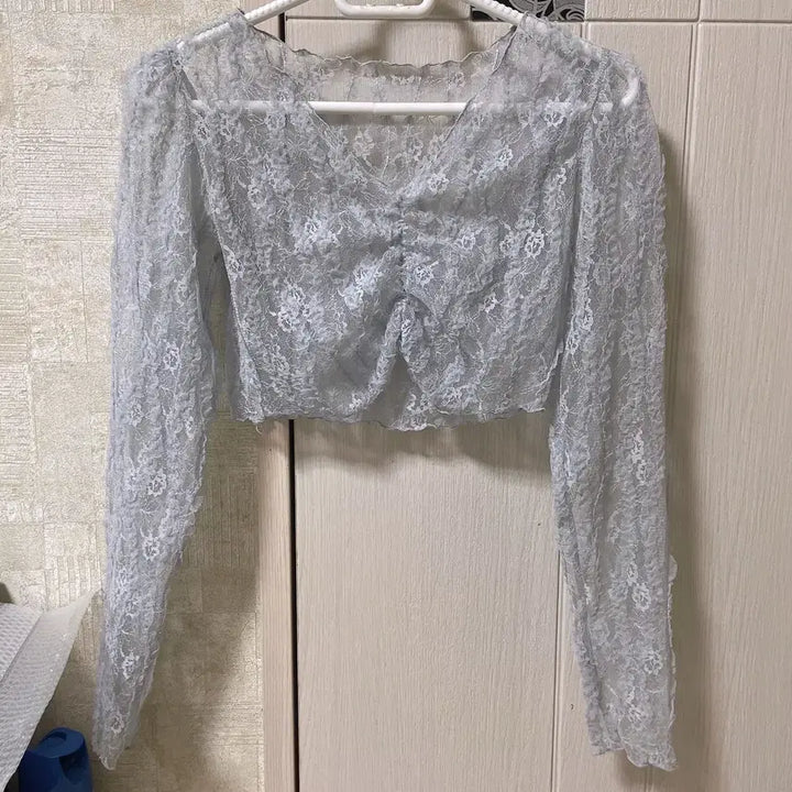 [BUNJANG] Crop Long Sleeve T-Shirt Bundle Set, Lace Wave Blouse / (5종 일괄) 크롭 긴팔 티셔츠, 레이스 물결 블라우스