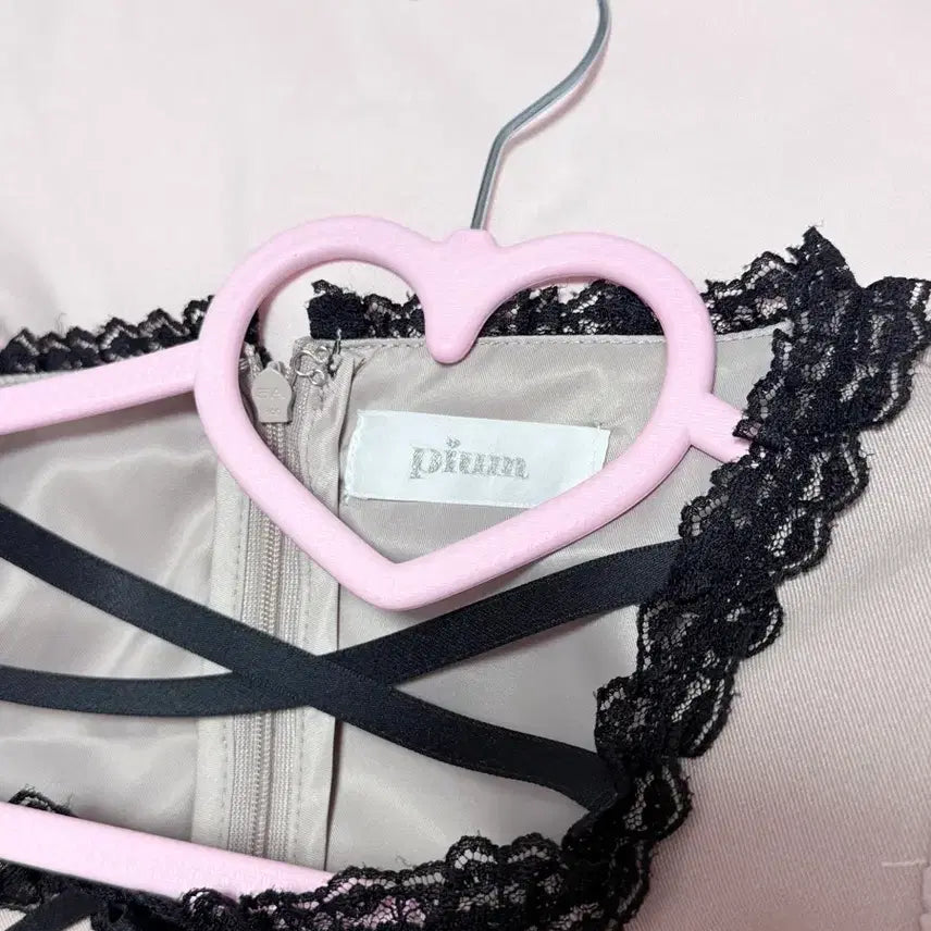 [BUNJANG] PIUM Pink Ribbon Lace Set Up / 피움 핑크 리본 레이스 셋업 양산형 스나계
