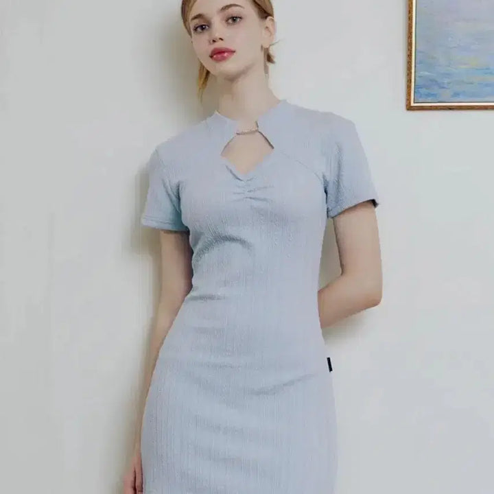 [BUNJANG] ZEROBASEONE Ricky Heart Neck Dress [BLUE] / 제로플래닛 로티 하트넥 원피스 [BLUE] 새상품