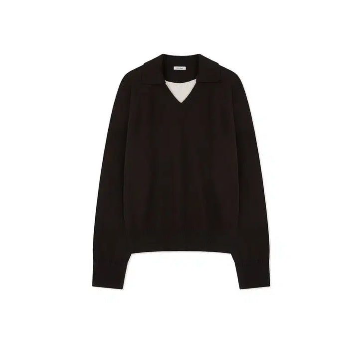 [BUNJANG] Abieumua Cashmere Double Layer Collar Sweater / (2) 아비에무아 캐시미어 더블레이어 카라 스웨터