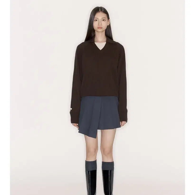 [BUNJANG] Abieumua Cashmere Double Layer Collar Sweater / (2) 아비에무아 캐시미어 더블레이어 카라 스웨터