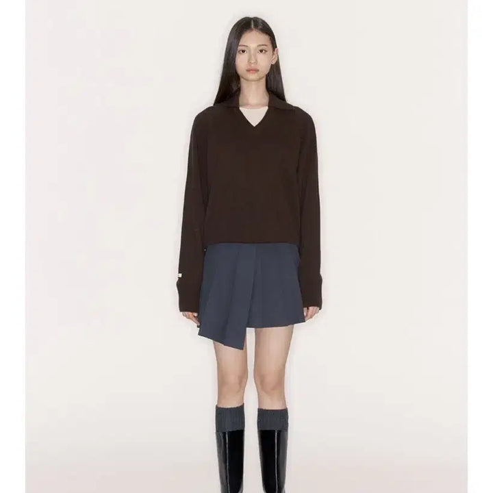 [BUNJANG] Abieumua Cashmere Double Layer Collar Sweater / (2) 아비에무아 캐시미어 더블레이어 카라 스웨터