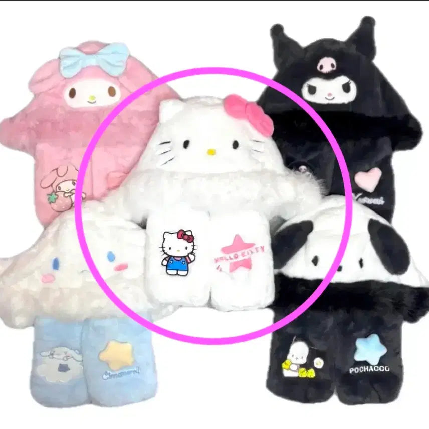 [BUNJANG] Sanrio Hello Kitty Hooded Scarf Gloves Set / (하루할인) 산리오 헬로키티 후드 목도리 장갑 일체형 (새상품)
