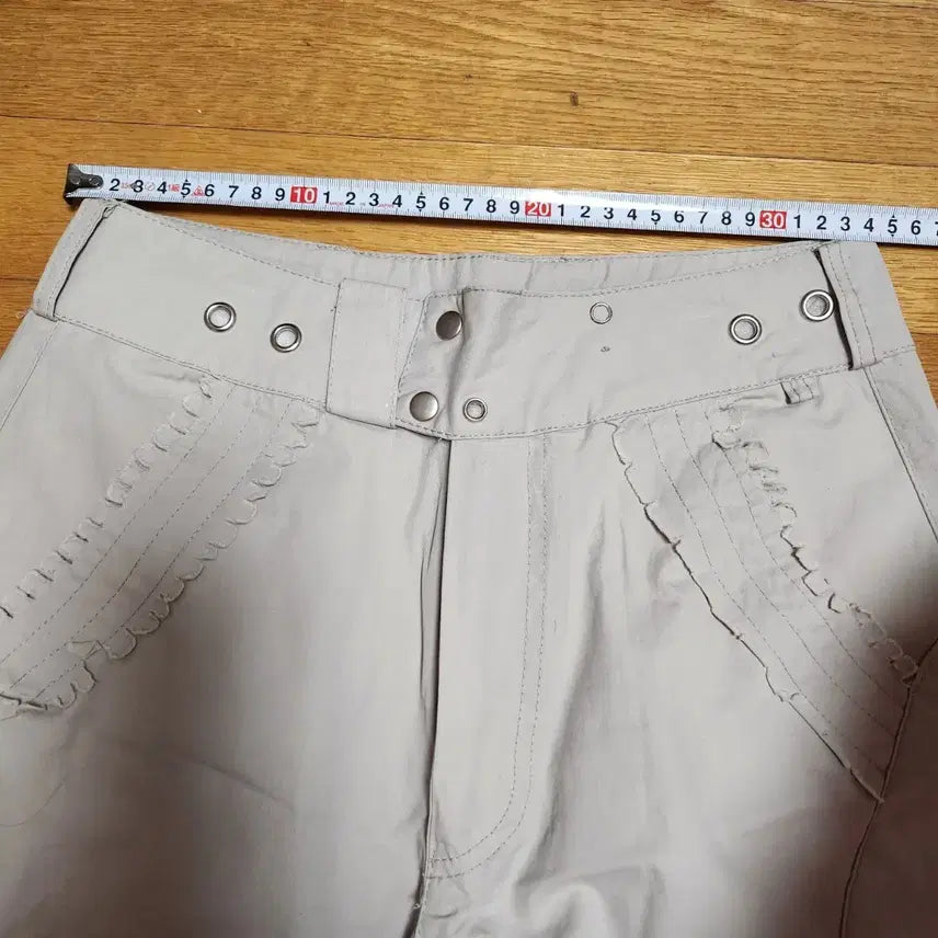 [BUNJANG] Shirring Beige Cargo Pants / 에이블리 셔링 베이지 카고팬츠