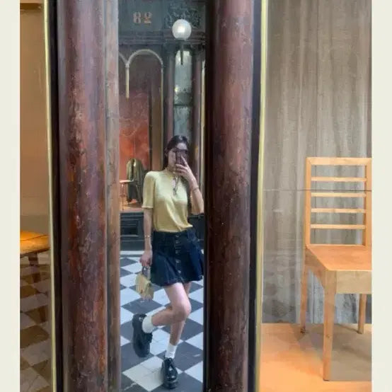 [BUNJANG] Seokki Denim Pleated Skirt XS / 서쿠키 데님 플리츠 스커트 xs