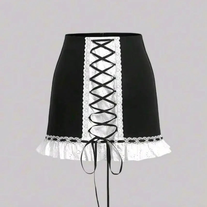 [BUNJANG] SHEIN Ribbon Frill Skirt / (실사O) 쉬인 SHEIN 리본 프릴 스커트