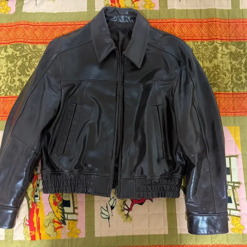 [BUNJANG] Elmood Coated Lambskin Leather Blouson Jacket Brown / 엘무드 코티드 램스킨 레더 블루종 자켓 브라운
