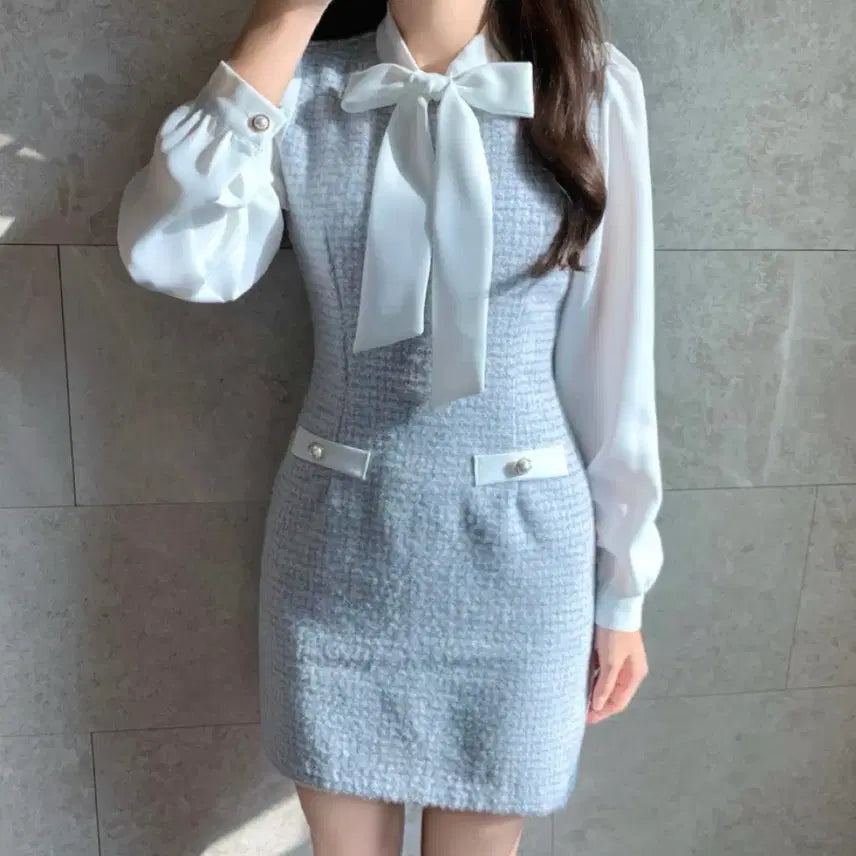 [BUNJANG] Ribbon Tie Wool Dress / 리본타이 울 원피스 (새상품)