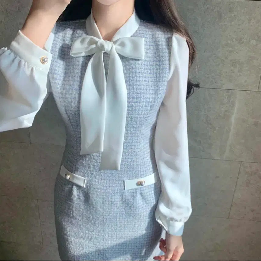 [BUNJANG] Ribbon Tie Wool Dress / 리본타이 울 원피스 (새상품)