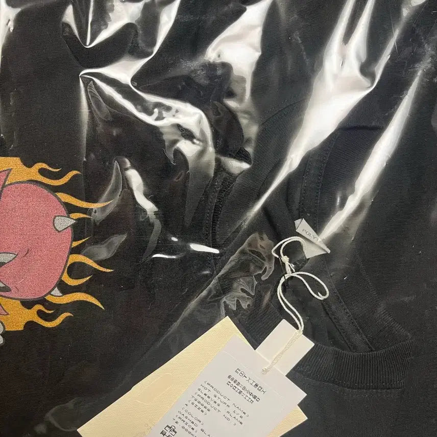 [BUNJANG] Polytelu Hot Stuff Flame Washed Black T-Shirt / 4) 폴리테루 핫스터프 플레임 워시드 블랙