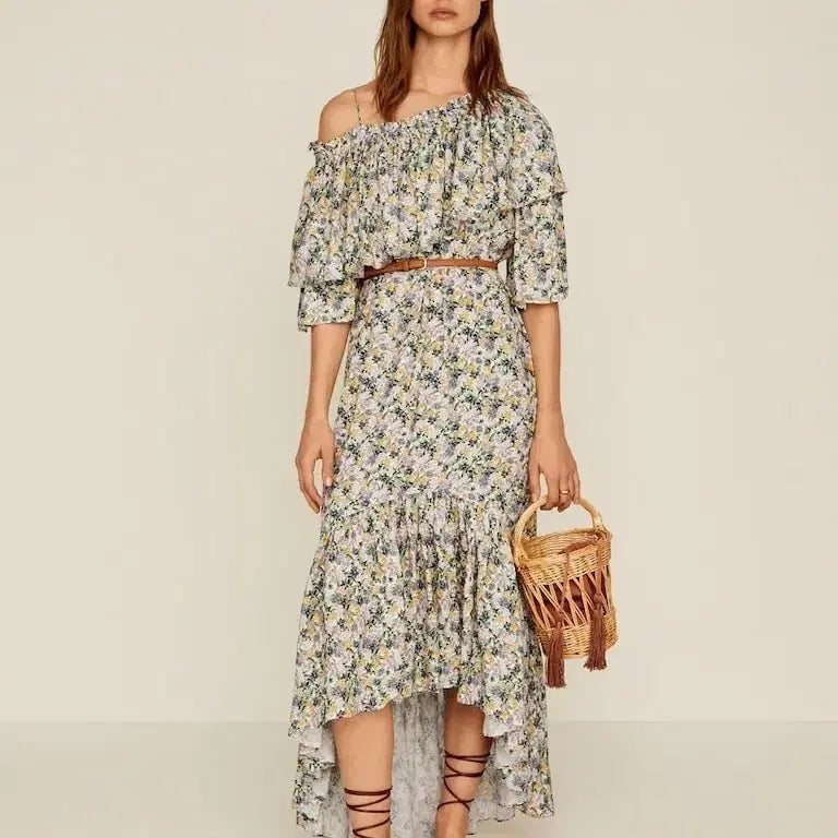 [BUNJANG] MANGO Floral Ruffle Off-Shoulder Dress / (새상품) 망고 MANGO 플로럴 러플 오프숄더 원피스