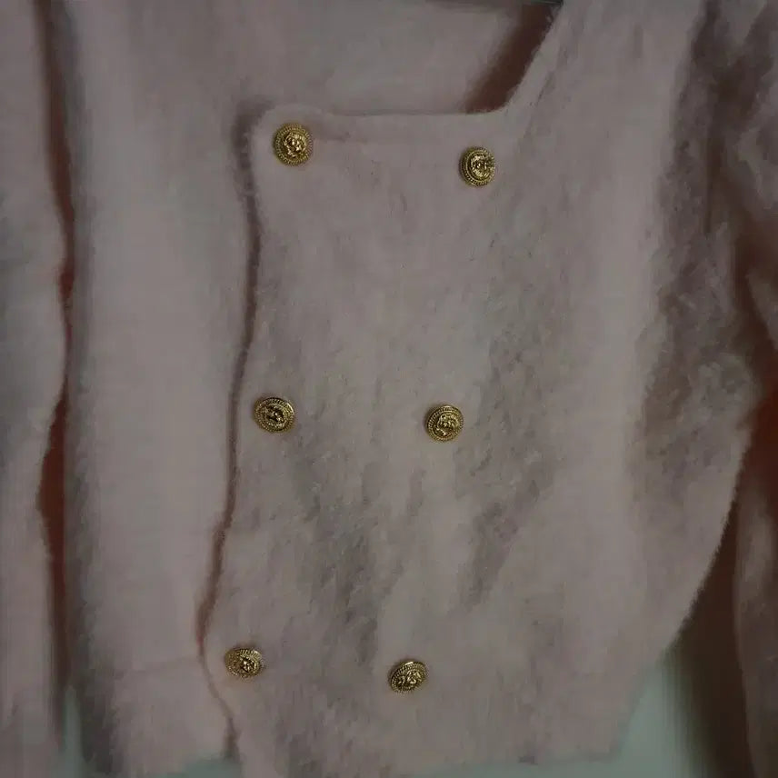 [BUNJANG] Angora Crop Cardigan with Gold Buttons / 앙고라 크롭 가디건 핑크 골드버튼