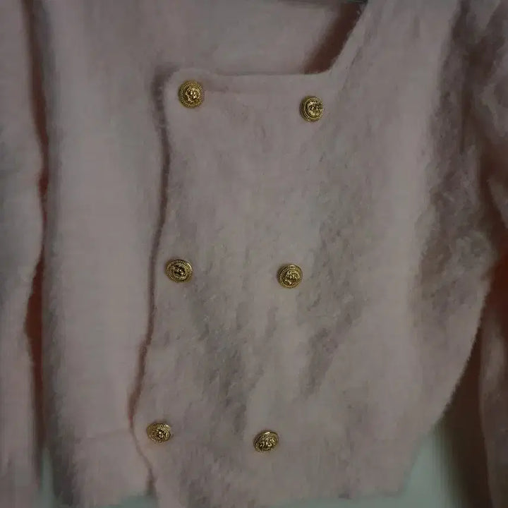 [BUNJANG] Angora Crop Cardigan with Gold Buttons / 앙고라 크롭 가디건 핑크 골드버튼