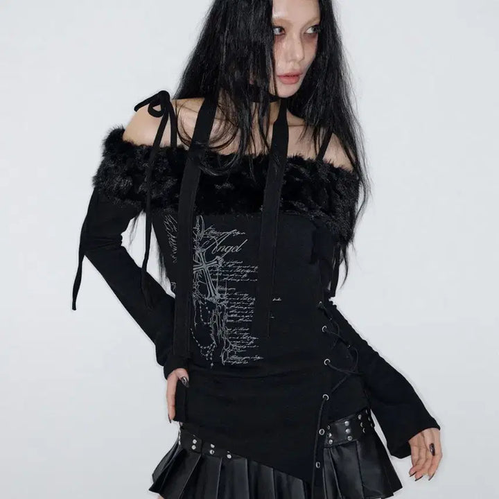 [BUNJANG] Off-Shoulder Fur Sleeve / 낫노잉 오프숄더 퍼 슬리브