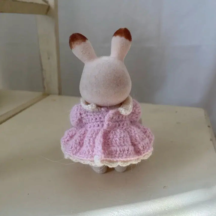 [BUNJANG] Sylvanian Families Knitted Pink Dress Doll Set / 실바니안 뜨개원피스 <인형포함>