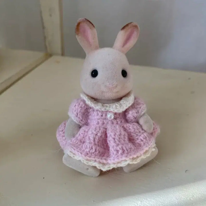 [BUNJANG] Sylvanian Families Knitted Pink Dress Doll Set / 실바니안 뜨개원피스 <인형포함>