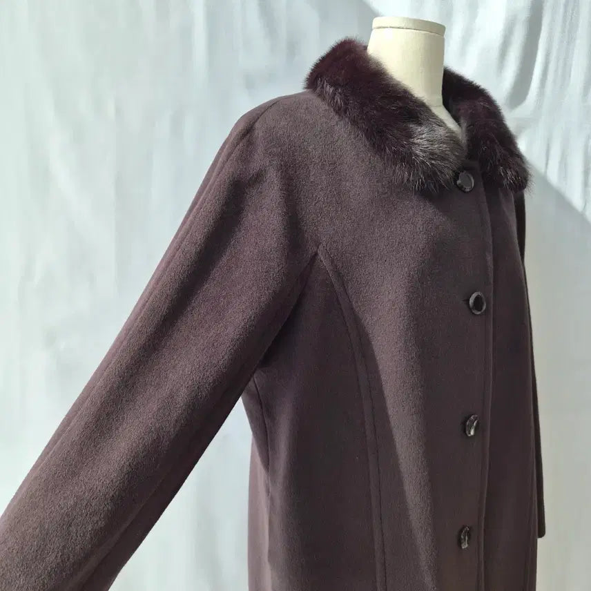 [BUNJANG] IMAGINA Angora Wool Mink Fur Collar Half Coat / IMAGINA 앙고라 울 밍크카라 하프코트