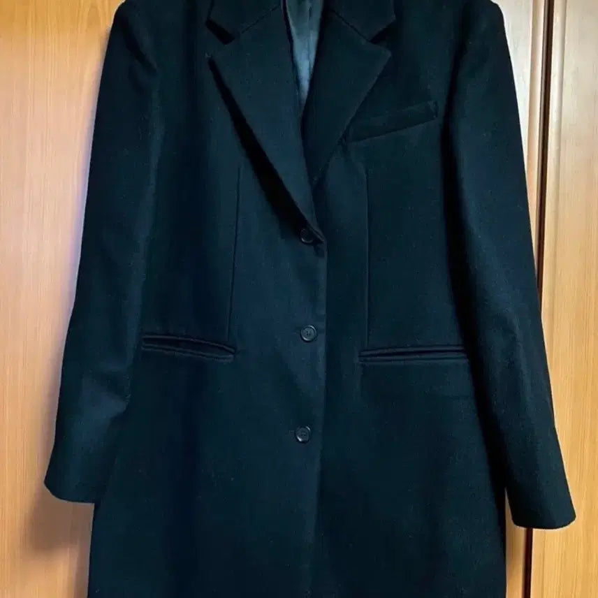 [BUNJANG] Atelier Edition Flat Long Coat - Black / 아뜰리에에디션 플랫롱코트 블랙