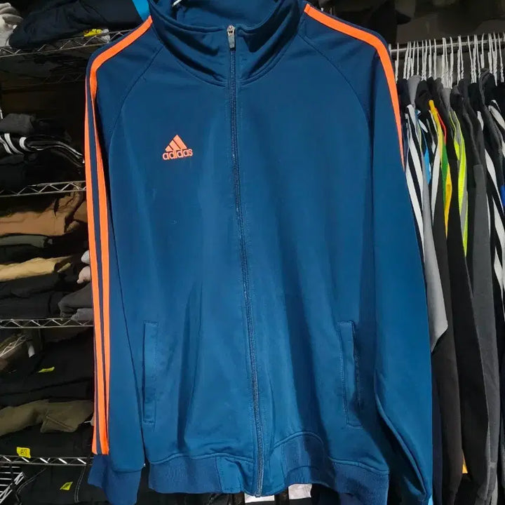 [BUNJANG] Adidas Three-Stripe Track Top - Blue/Orange / 아디다스 삼선 트랙탑 블루/오렌지