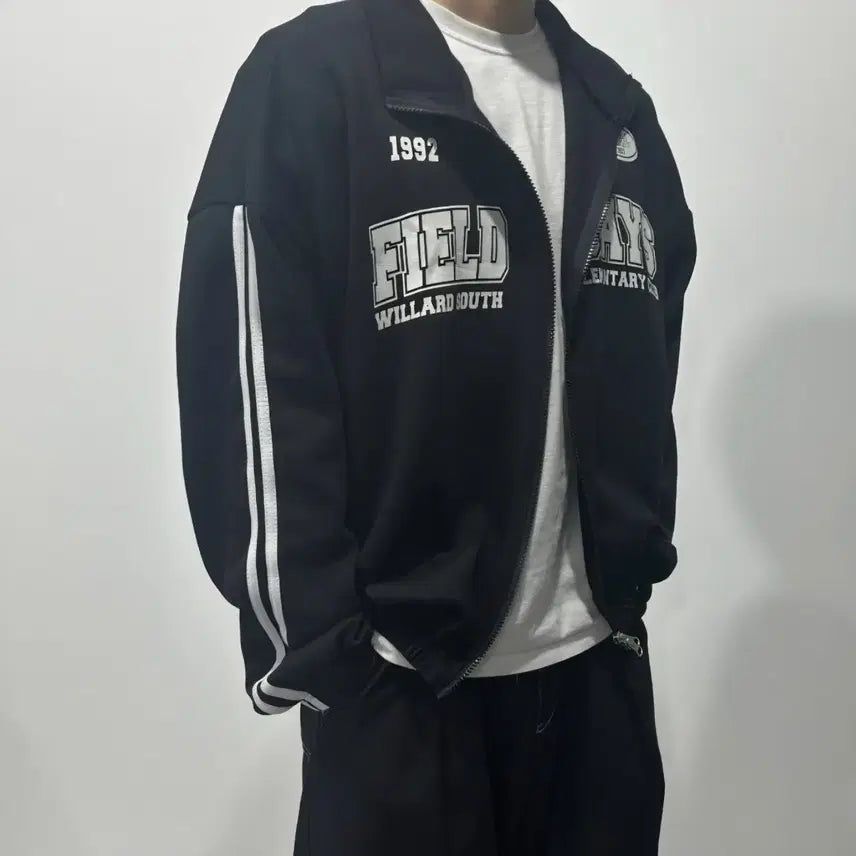 [BUNJANG] Black Sporty Track Jacket 1992 / 블랙 스포티 트랙 자켓 1992