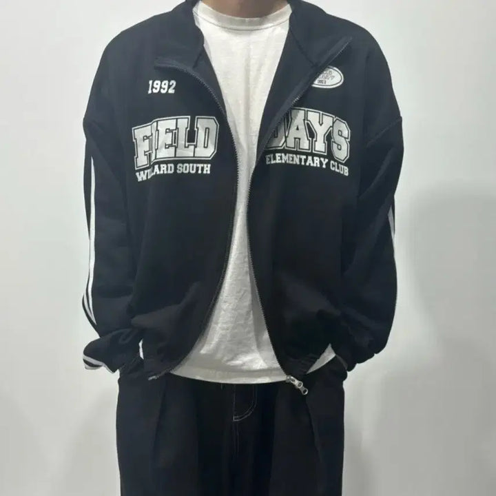 [BUNJANG] Black Sporty Track Jacket 1992 / 블랙 스포티 트랙 자켓 1992