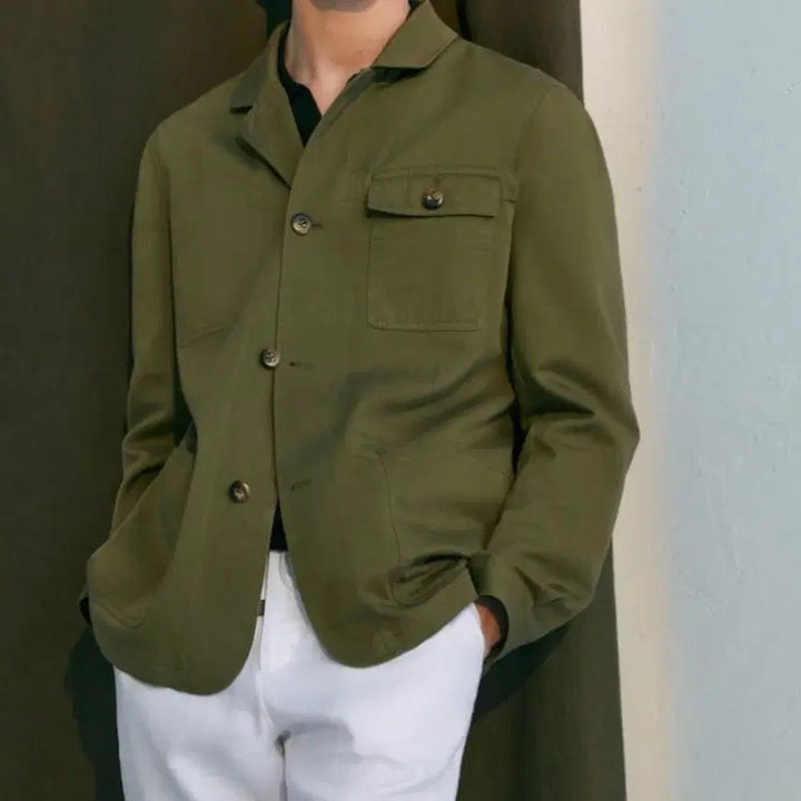 [BUNJANG] Massimo Dutti Cotton Blazer Khaki XL / 마시모뚜띠 코튼 블레이저 카키색 XL