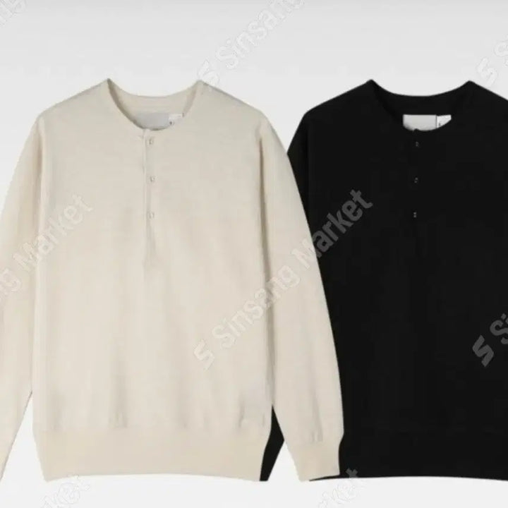 [BUNJANG] Unbranded Henley Long Sleeve T-shirt / 헨리넥 긴팔 티셔츠 블랙(새상품)남자맨투맨