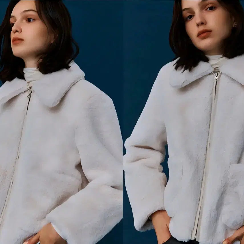 [BUNJANG] FRONTRROW Ivory Faux Fur Jacket XS / FRONTRROW 프론트로우 아이보리 퍼자켓 XS