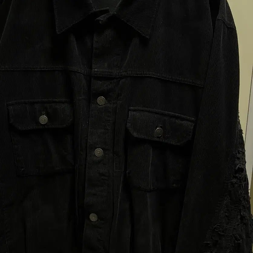 [BUNJANG] Polytelu Half Boro Trucker Jacket Black / 마지막 [3] 폴리테루 하프 보로 트러커 자켓 블랙