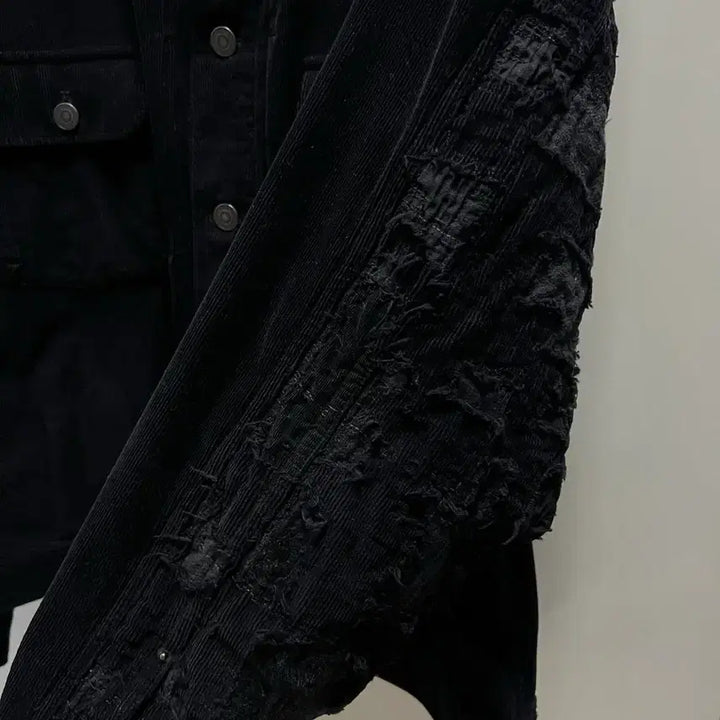 [BUNJANG] Polytelu Half Boro Trucker Jacket Black / 마지막 [3] 폴리테루 하프 보로 트러커 자켓 블랙