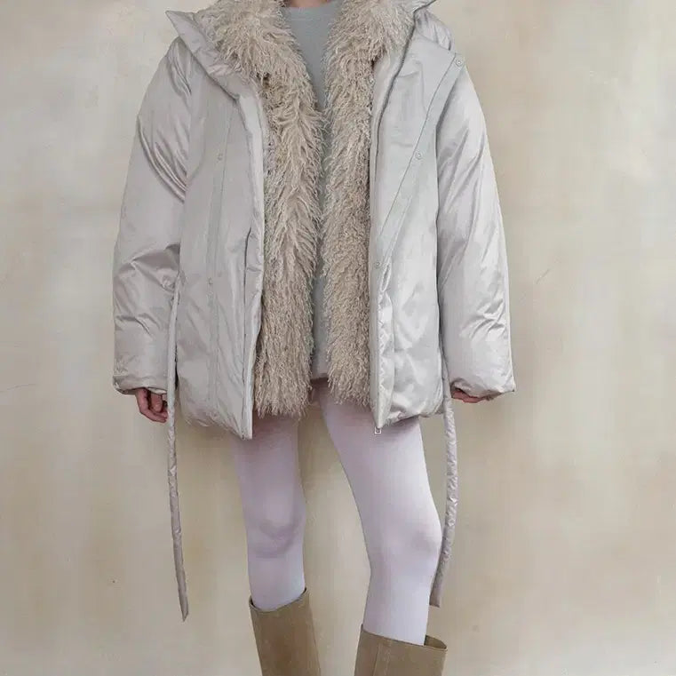 [BUNJANG] Overdue Flare Fur High Neck Goose Down Jumper / 오버듀플레어 FUR HIGH NECK GOOSE DOWN JUMPER_