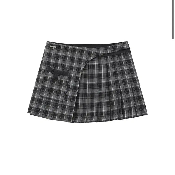 [BUNJANG] Miseki Seoul Pocket Layered Check Skirt / 미세키서울Pocket layered check skirt CHARCOAL