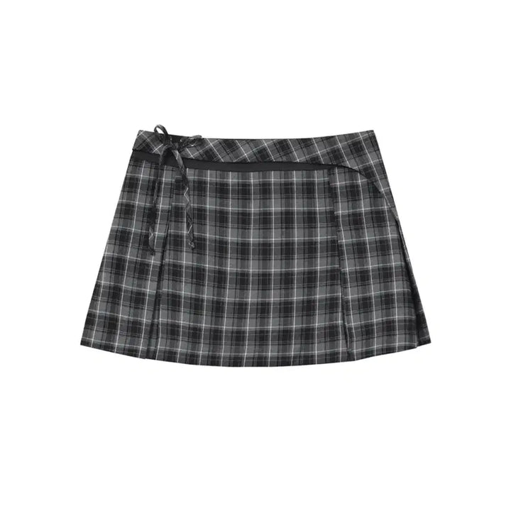 [BUNJANG] Miseki Seoul Pocket Layered Check Skirt / 미세키서울Pocket layered check skirt CHARCOAL